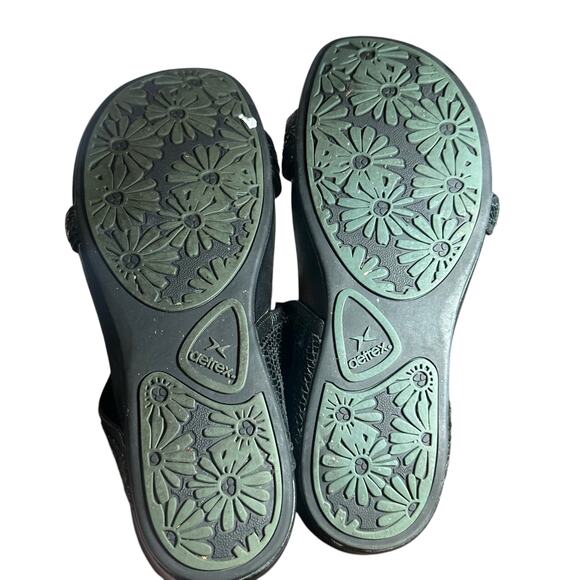 Aetrex Sandalistas Black Leather Sandals Adjustable Orthopedic Comfort Sz 8 1/2 - Picture 10 of 12